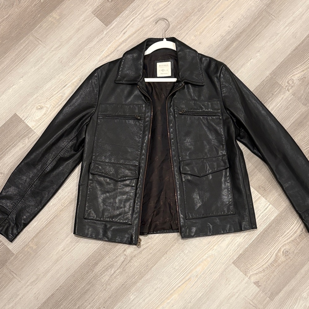 Billy Reid Black/Deep Brown Leather Jacket